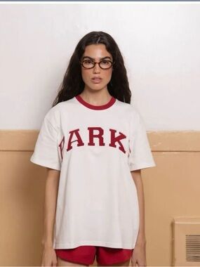 PARKE White Tee with Crimson